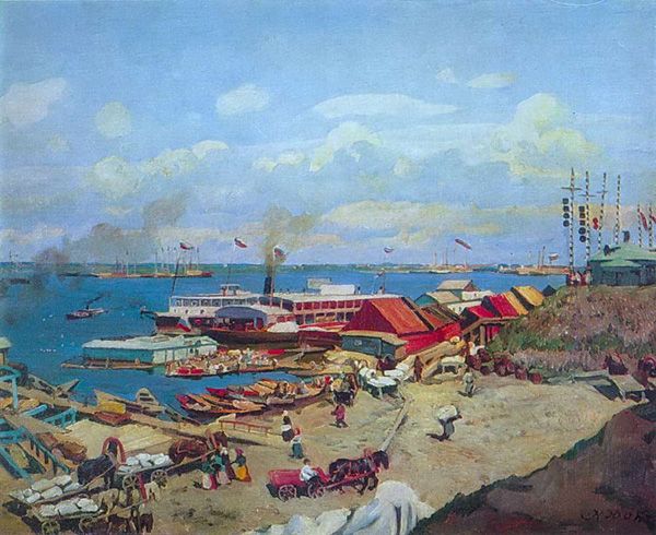 К. Юон «Волжские пристани», 1911