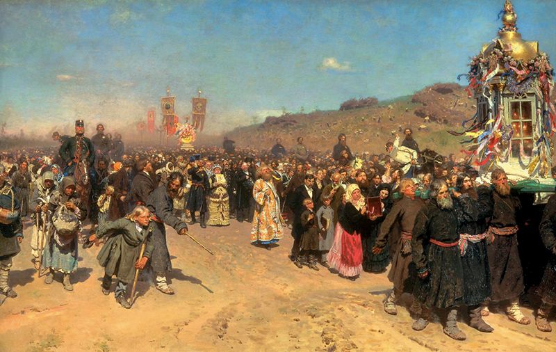 И. Репин. «Крестный ход  в Курской губернии». 1880–1883