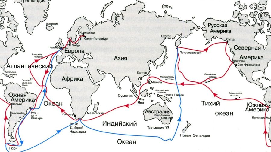 Карта плаваний Василия Головнина