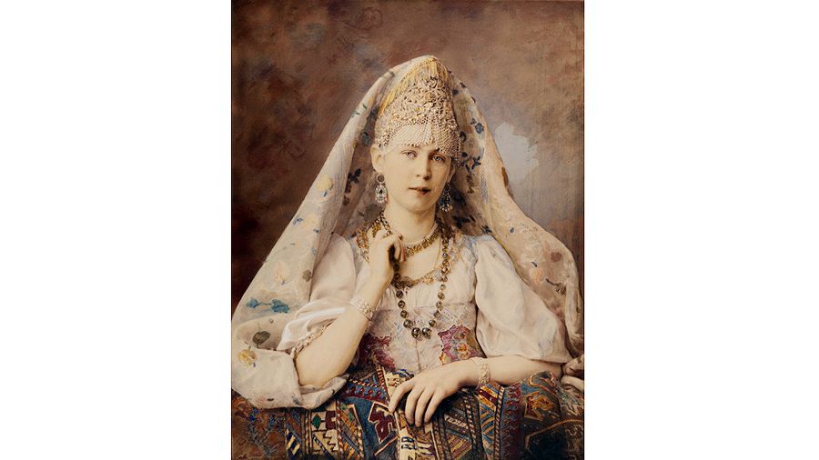 Андрей Карелин. «Портрет Чудновской в русском традиционном праздничном костюме» (1880-е)