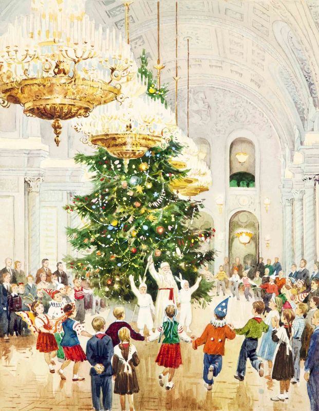 И. Тихий. «Для тебя и твоих друзей ежегодно сияет ярким светом елка в Кремле». 1956