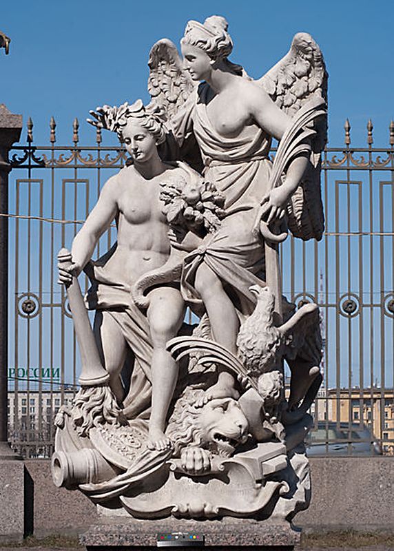 Скульптурная группа П.Баратта Ништадский мир (Летний сад, Петербург)