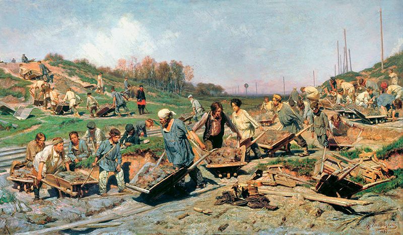 К. Савицкий. «Ремонтные работы на железной дороге». 1874