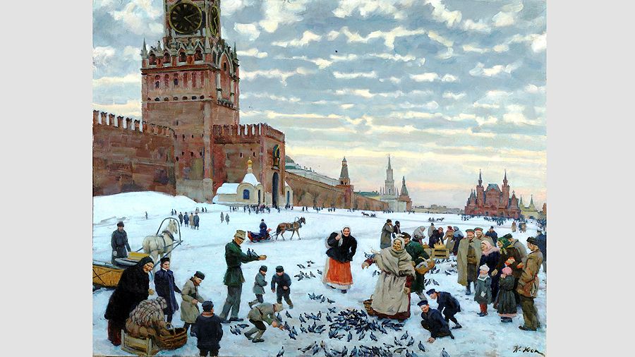 Константин Юон, «Кормление голубей на Красной площади» Константин Юон, «Кормление голубей на Красной площади»
