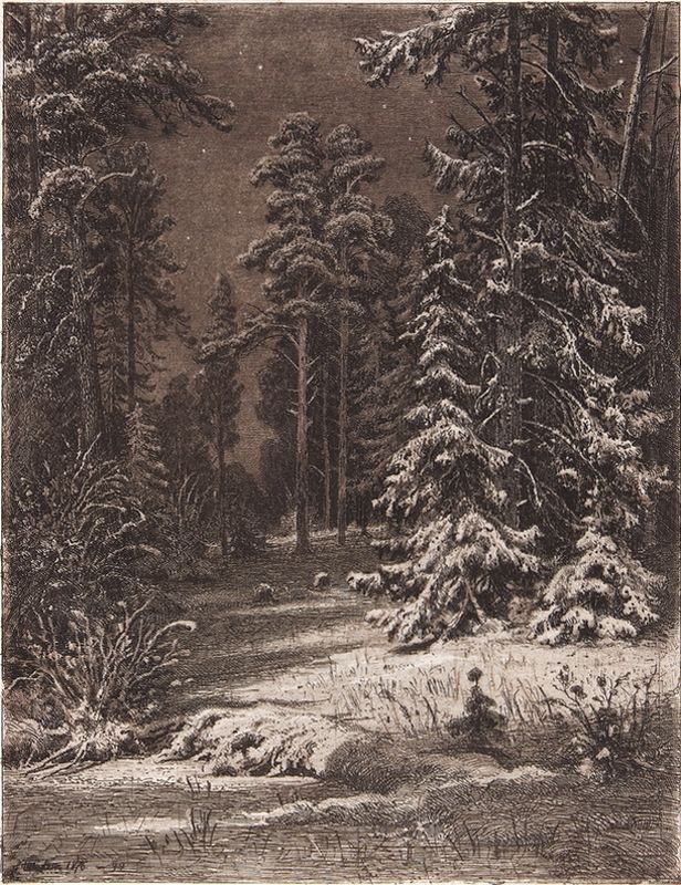 Гравюра «Зимняя лунная ночь». 1876-1892