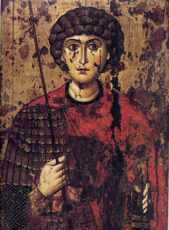 Св. Георгий Победоносец. Икона. XI в. из Успенского собора Московского Кремля 