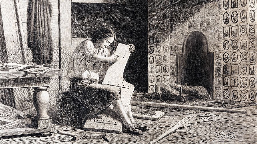 «Петр Великий в Саардаме, в своей комнате отделывает руль»