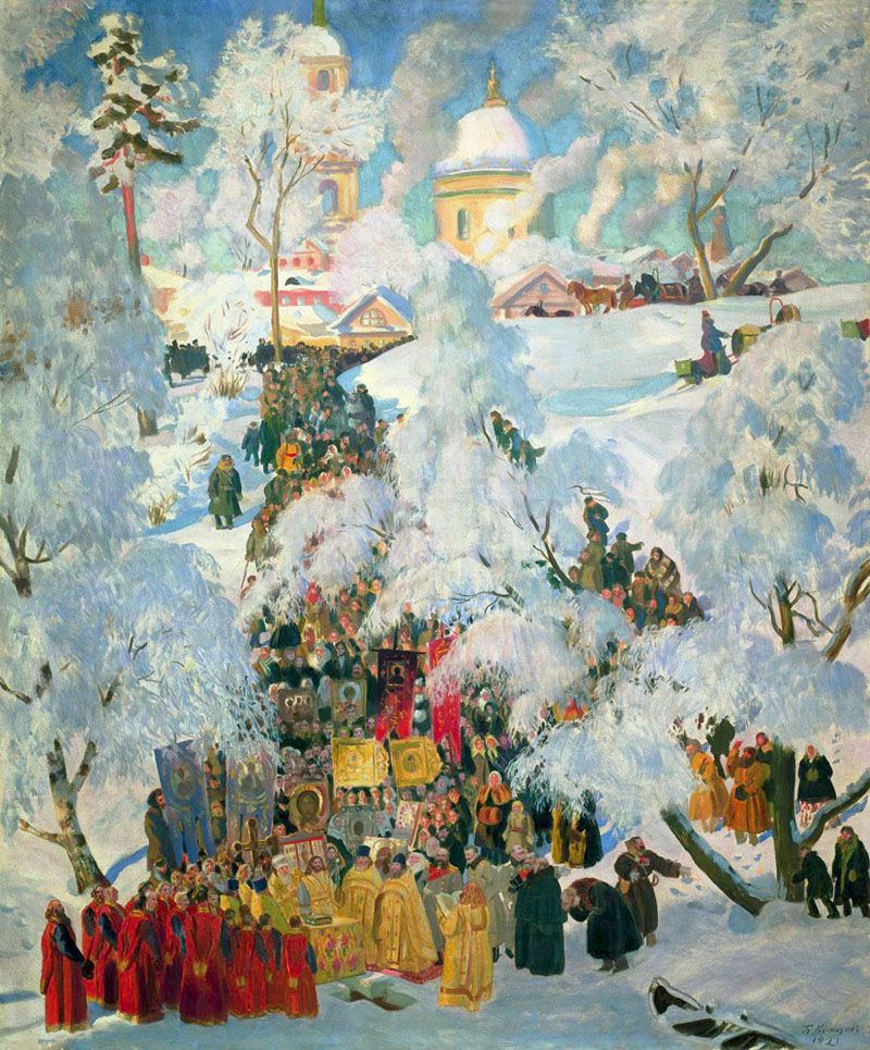 Б. Кустодиев «Зима. Крещенское водосвятие»