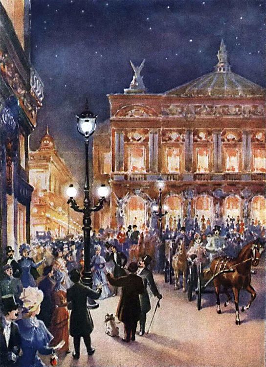 Здание Парижской оперы, освещенное «русским светом»